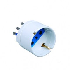 Adapter with schuko socket and 10A white plug output