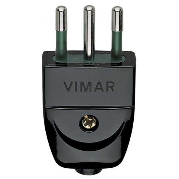 Vimar black 10A electrical plug 00201