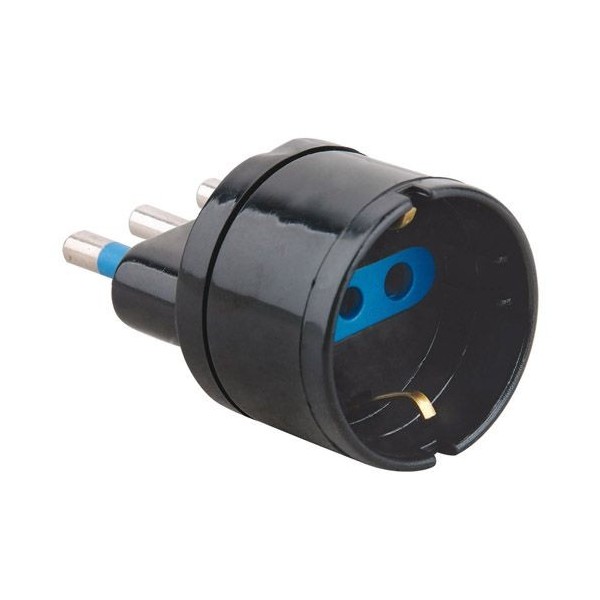Schuko adapter - large black 16A plug