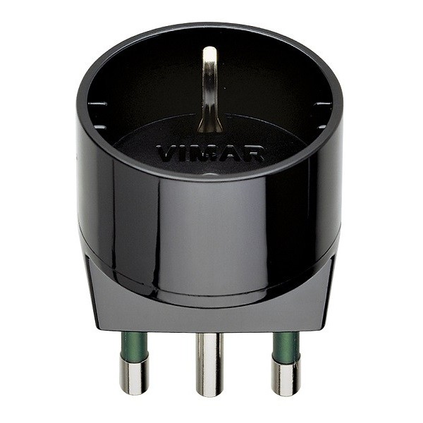 Schuko adapter - 16A large black Vimar plug