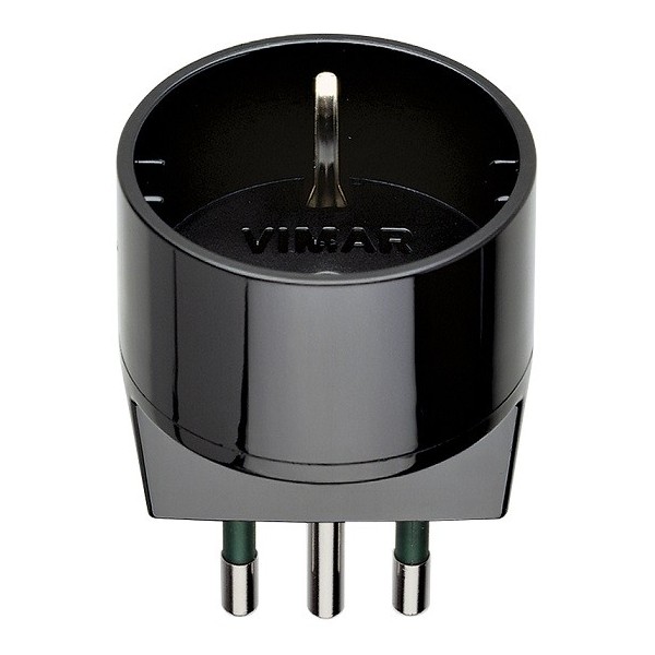Schuko adapter - Vimar black 10A large plug