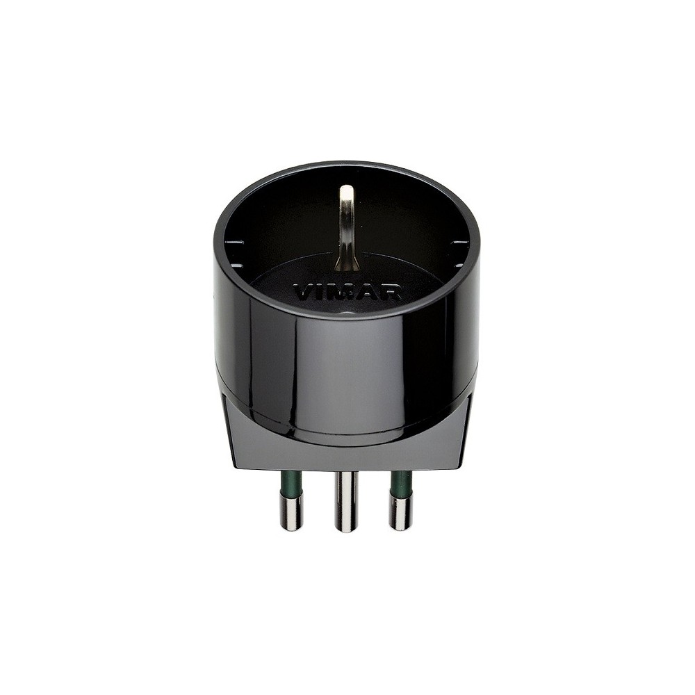 Adattatore schuko - spina grande 10A nera Vimar