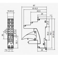 Socket for din bar double exchange relay