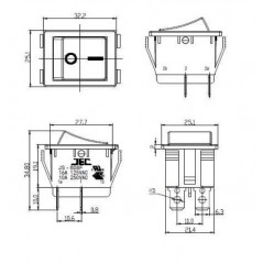 Interruttore bascula bipolare rettangolare luminoso giallo