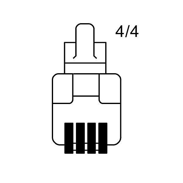 Telephone plug RJ9 4P4C from handset
