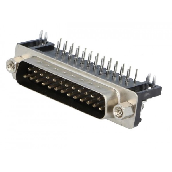 25-pin SUB-D plug angled for PCB
