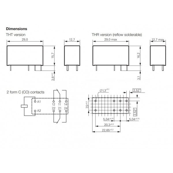 Relay 48V 8A 2 exchanges RT424048 SCHRACK