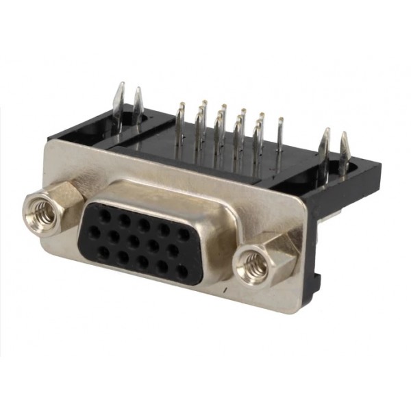 Sub-D 15-pin HD VGA angled socket for PCB