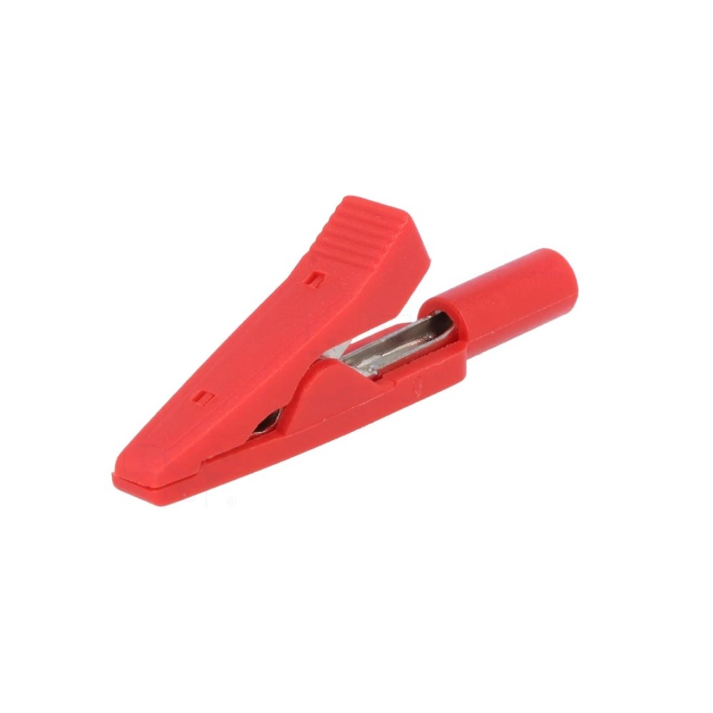 Red crocodile clip isolated