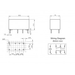 Mini relay 24V 1A 2 exchanges