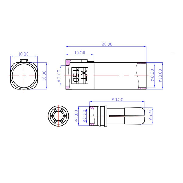 Connettore per alimentazione DC XT150U-M maschio nero Amass
