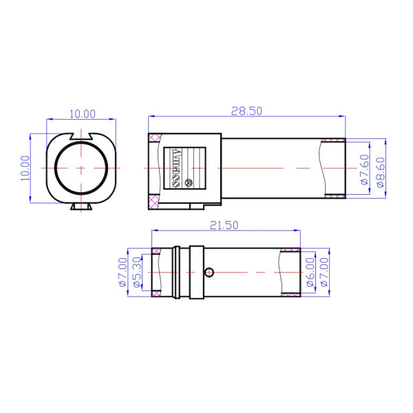 Black female XT150F DC power connector