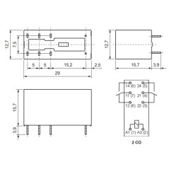 Relay 220Vac 8A 2 exchanges Relpol