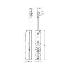 White multiple socket 3 schuko + 6 sockets 10/16A with switch