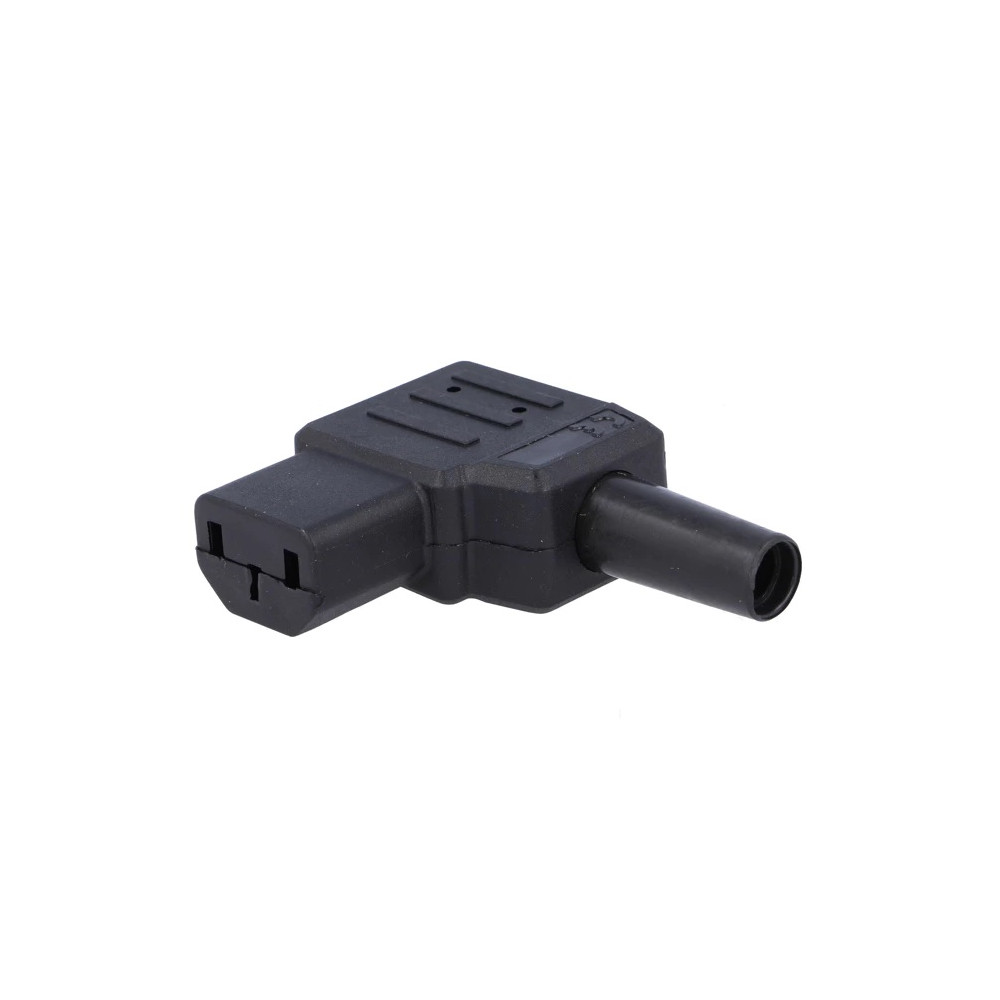Lateral angled VDE C13 bakelite three-pole socket