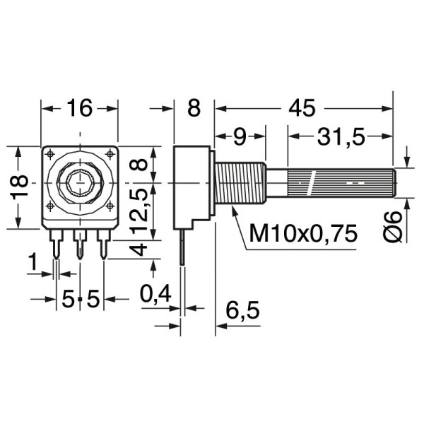 Potentiometer 4.7Kohm linear